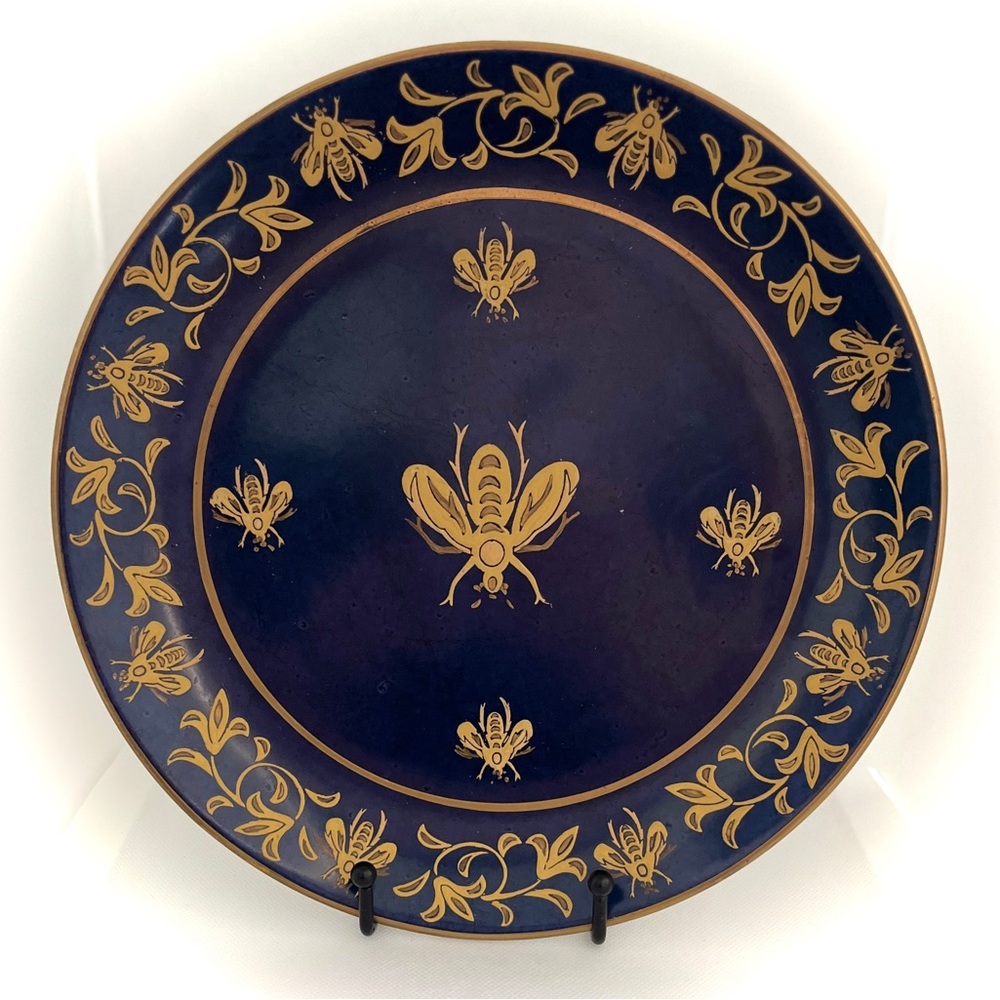 Vintage Andrea by Sadek Navy Blue “10” Gold Bee Collector Plate